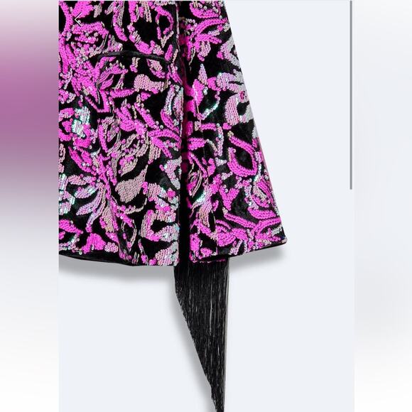 Nasty Gal Plus Size Fringe Sequin Fringe Blazer Jacket, Western Bling, size 14 - Picture 7 of 14